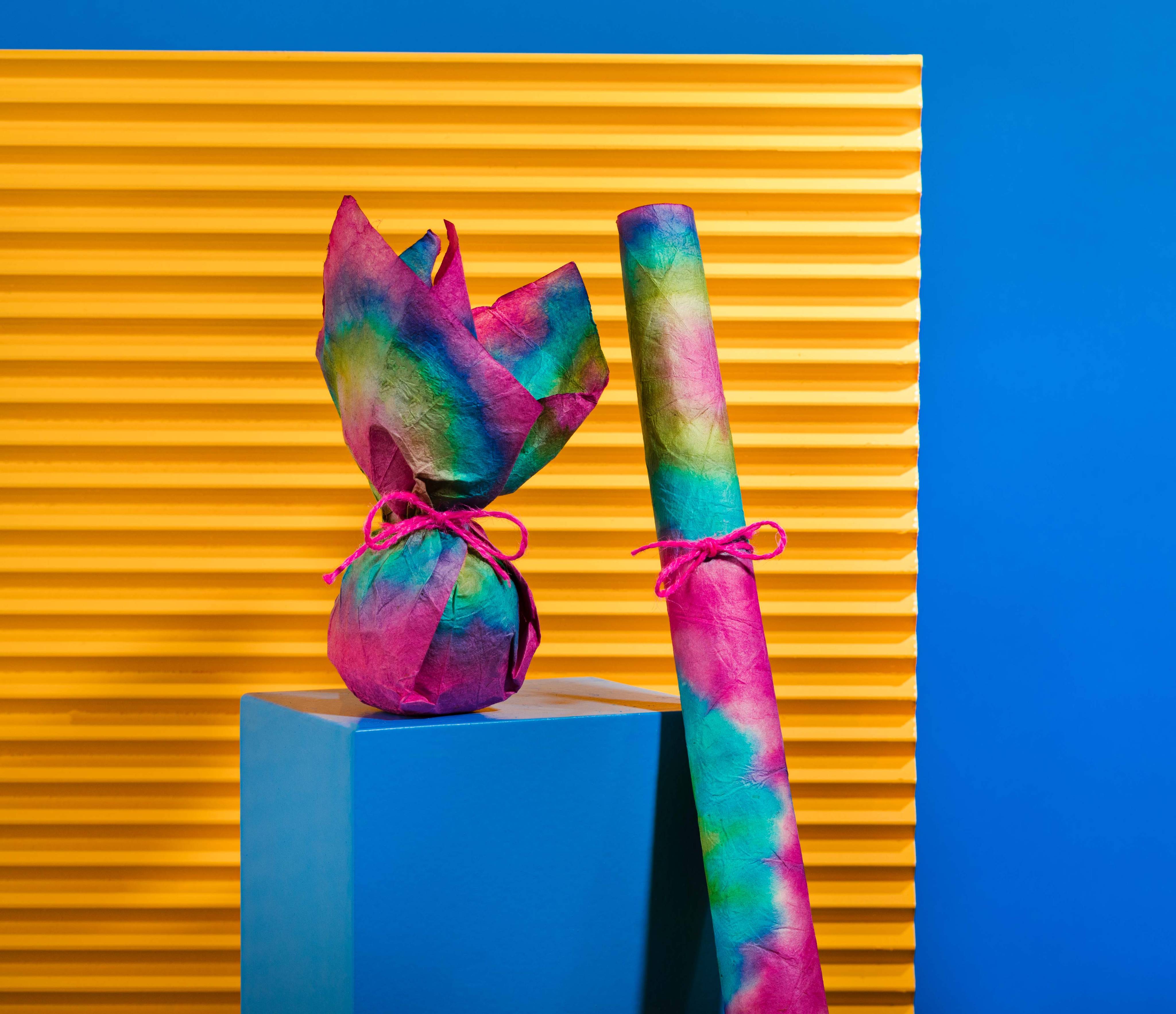Lush Pink Tie-Dye Lokta Wrap - Image 2
